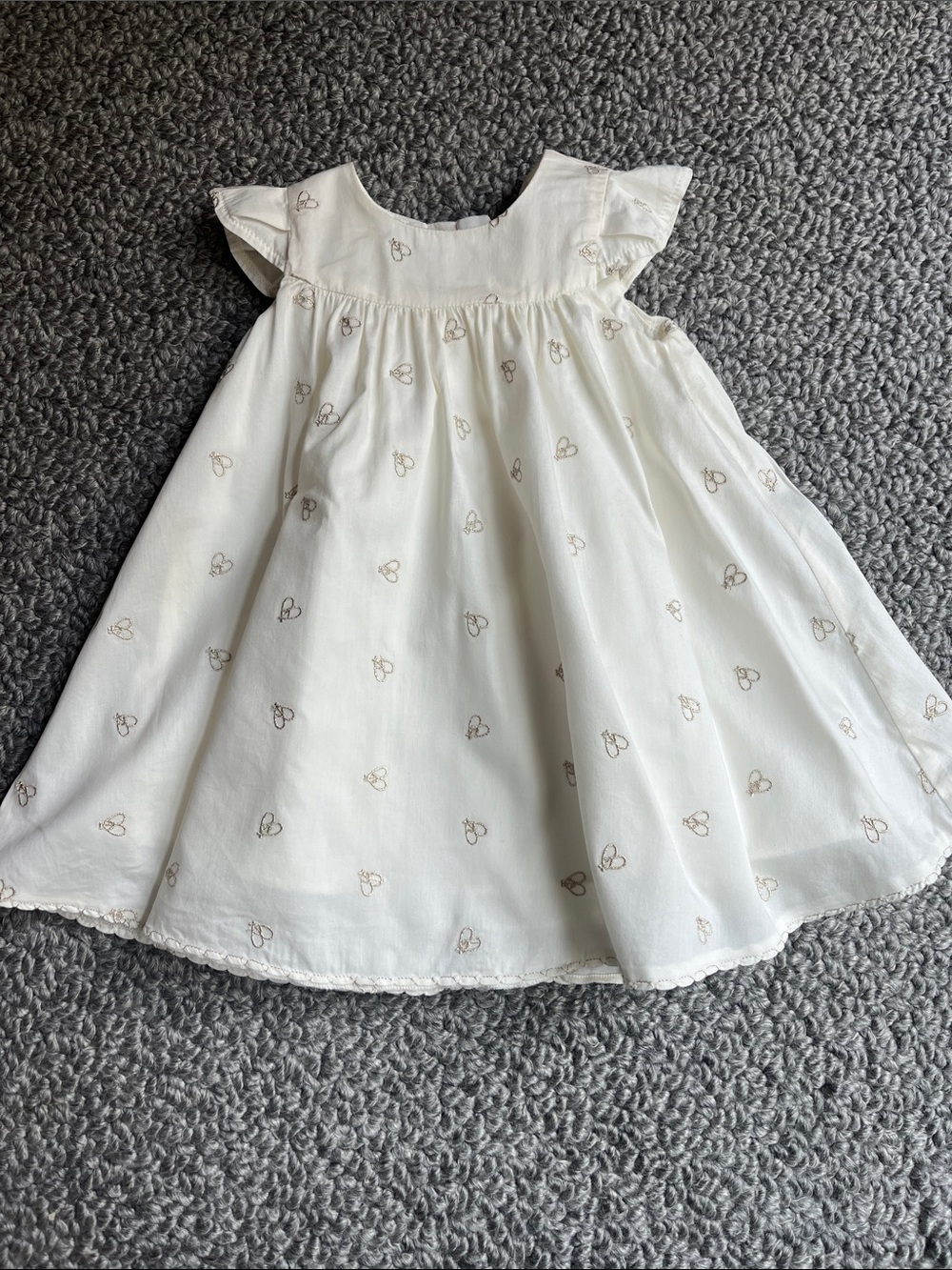 Dior Baby Cream Dress with Beige Butterfly Motif